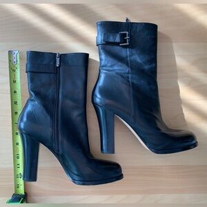 Via Spiga Black Leather Heeled Boots